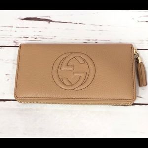 Auth GUCCI Soho Interlocking G fringe long wallet